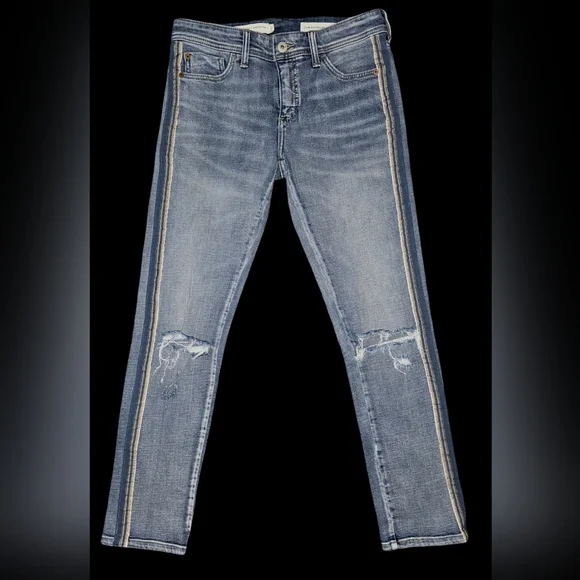 Anthropologie Pilcro Side Stripe Slim Boyfriend Jeans Light Mid Rise Sz 25/0 - Picture 2 of 13
